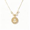 White Black Red Enamel Art Cross Zirconia Pendant Necklace: New Fashion for Women Party Pearl Chain Choker Religious Prayer Gift