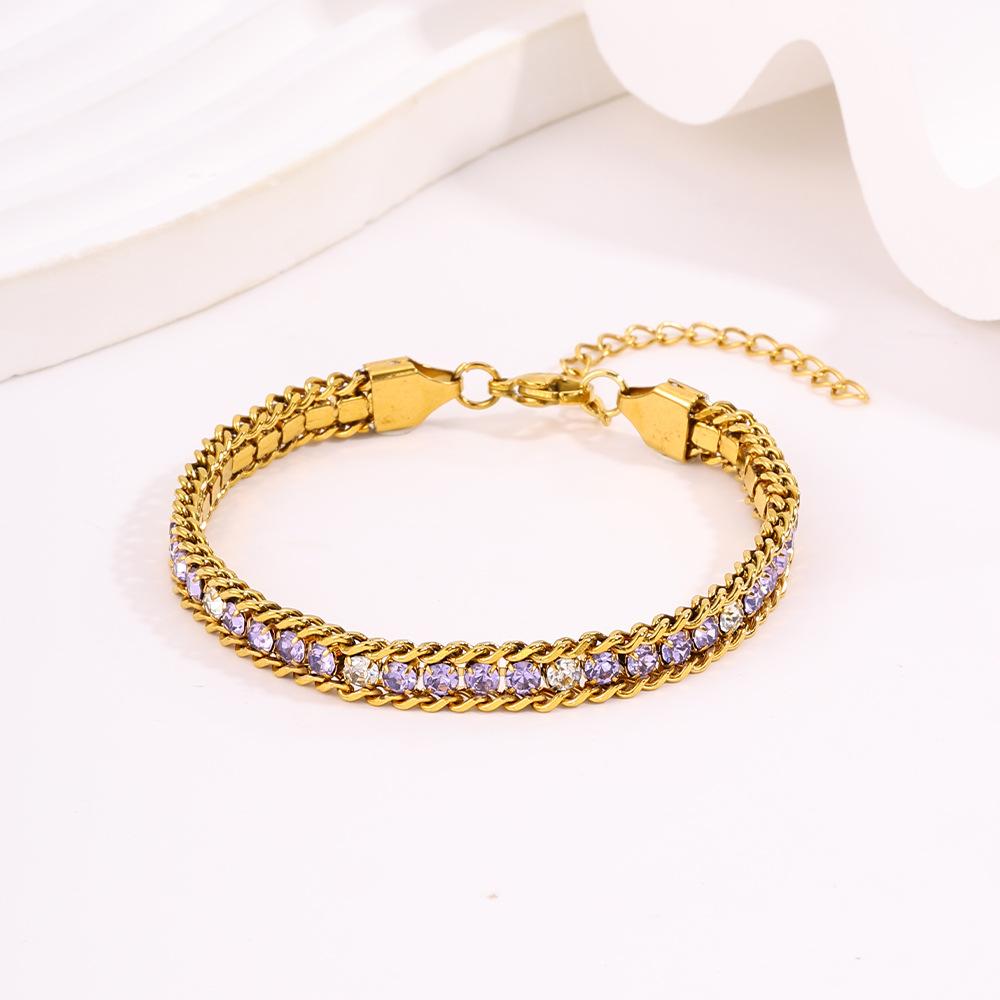 Titanium Steel High-end Sense, Multi-color Light Luxury Zircon Does Not Fade, High-value Color Diamond-encrusted for Girls