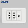 DELEFU Italian Standard White 118 Type Wall Switch Socket with USB + TYPE-C Socket Is Suitable for Hotels and Households.