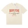 RHUDE Grafik Tişört Erkek Kadın Kısa Kollu Bisiklet Yaka Günlük Giyim
