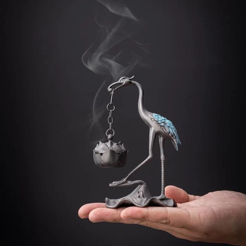 Kran Lotus Liten Rökelsebrännare Hem Hängande Legering Rökelsebrännare Liten Xiangyun Disk Rökelse Hem Dekorativa Ornament