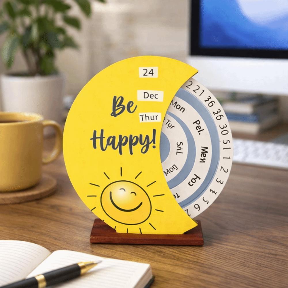 Wooden Material Perpetual Calendar Manual Rotating Manual Rotating Calendar  Home Decoration