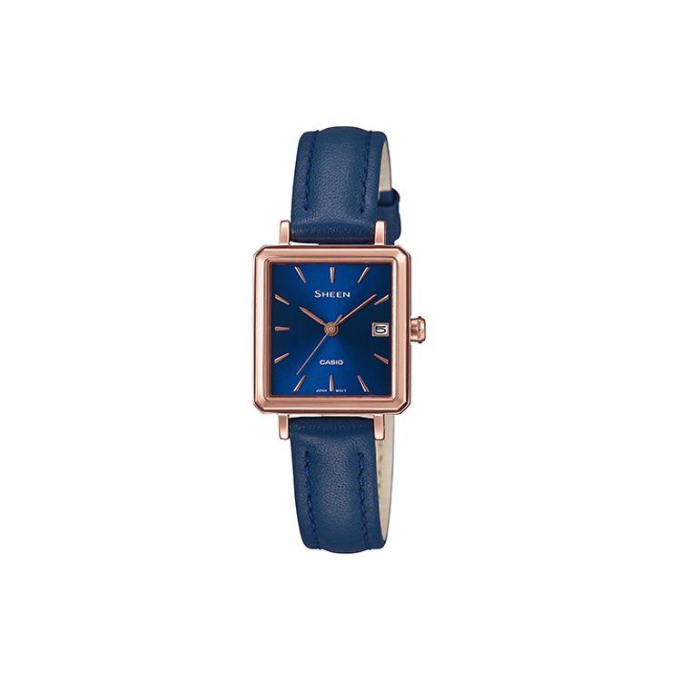 

Casio Sheen Vintage Elegant Three-Hand Date Display Square Dial Watch Women watches Blue SHE-4537GL-2A Blue Dial