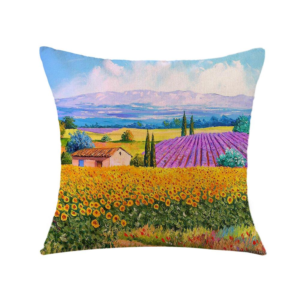 Valentine's Day Pillow Printed Landscape Character Linen Short Plush Pillow Case Home Decoration Pillow Case