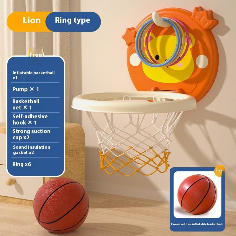 1 Set Athletic Cartoon Animal Basketball Board Foldable With Mini Basketball Training Toy For Kids Hanging Mini Basketball Hoop