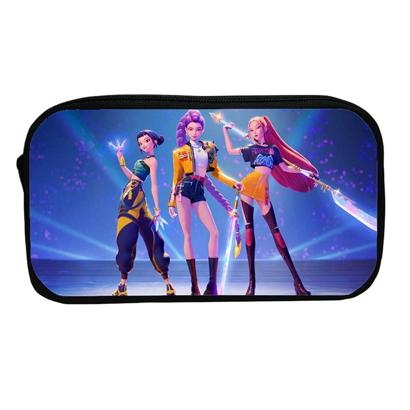 Kpop Demon Hunters Student Pencil Case Cartoon Large Capacity Pencil Box Stationery Supplies Girl Cosmetic Storage Bag Gifts