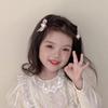2Pcs Kids Hairpins Ribbon Bow Faux Pearls Decor Baby Hair Clips Rounded Edges Gentle Clamping Force Mini Size Hair Pins