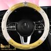 All-Season Suede Steering Wheel Cover with Rhinestones and Crown for Cars, Trucks & SUVs