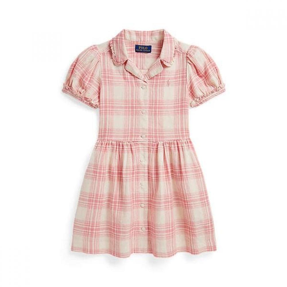 Polo Ralph Lauren Girls Plaid Linen Cotton Shirt Dress 2 6 Years Cwpodrsr3d21165101 2