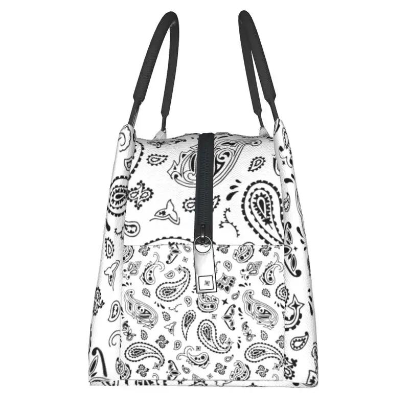 Custom Bohemian Style Bandanna Paisley Floral Print Lunch Bag Men Thermal Cooler Insulated Lunch Boxes for Picnic Camping