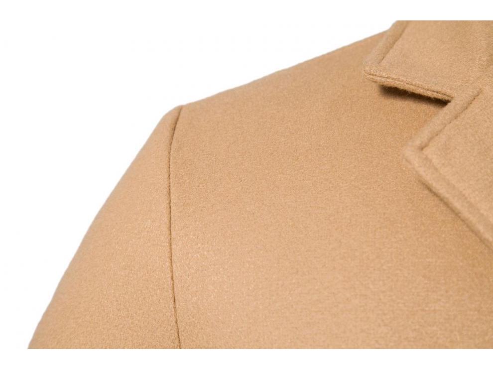 Men's Mid-Length Woolen Coat: Solid Color Single-Breasted Trench for Autumn/Winter