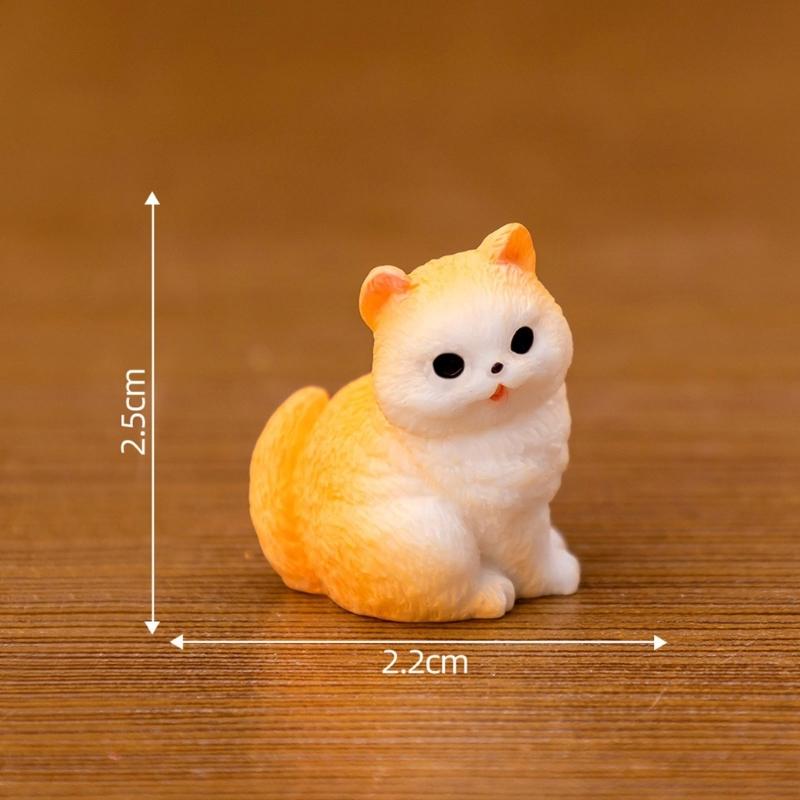 12PCS Simulation Resin Cats Model Figurine Safe Desktop Ornament Accessories For Creative Garden Landscape Display