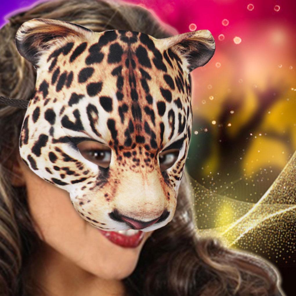 Halloween Mask Semi Leopard Print Mask Realistic Patterns EVA Men And Women Decorative Carnival