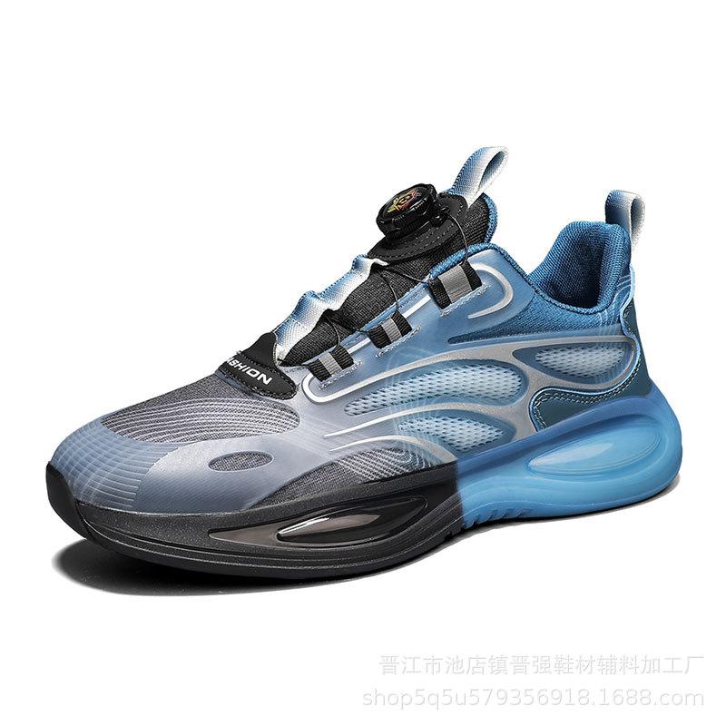 Men's shoes autumn breathable sports running shoes soft sole shock absorption rotating button new outdoor casual shoes trendy shoes