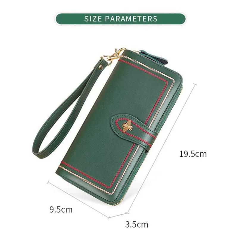 Multi Function Women Wallet Anti RFID Card Holder Large Capacity 6.7inch Phone Long Purse Genuine Leather Clutch Bag