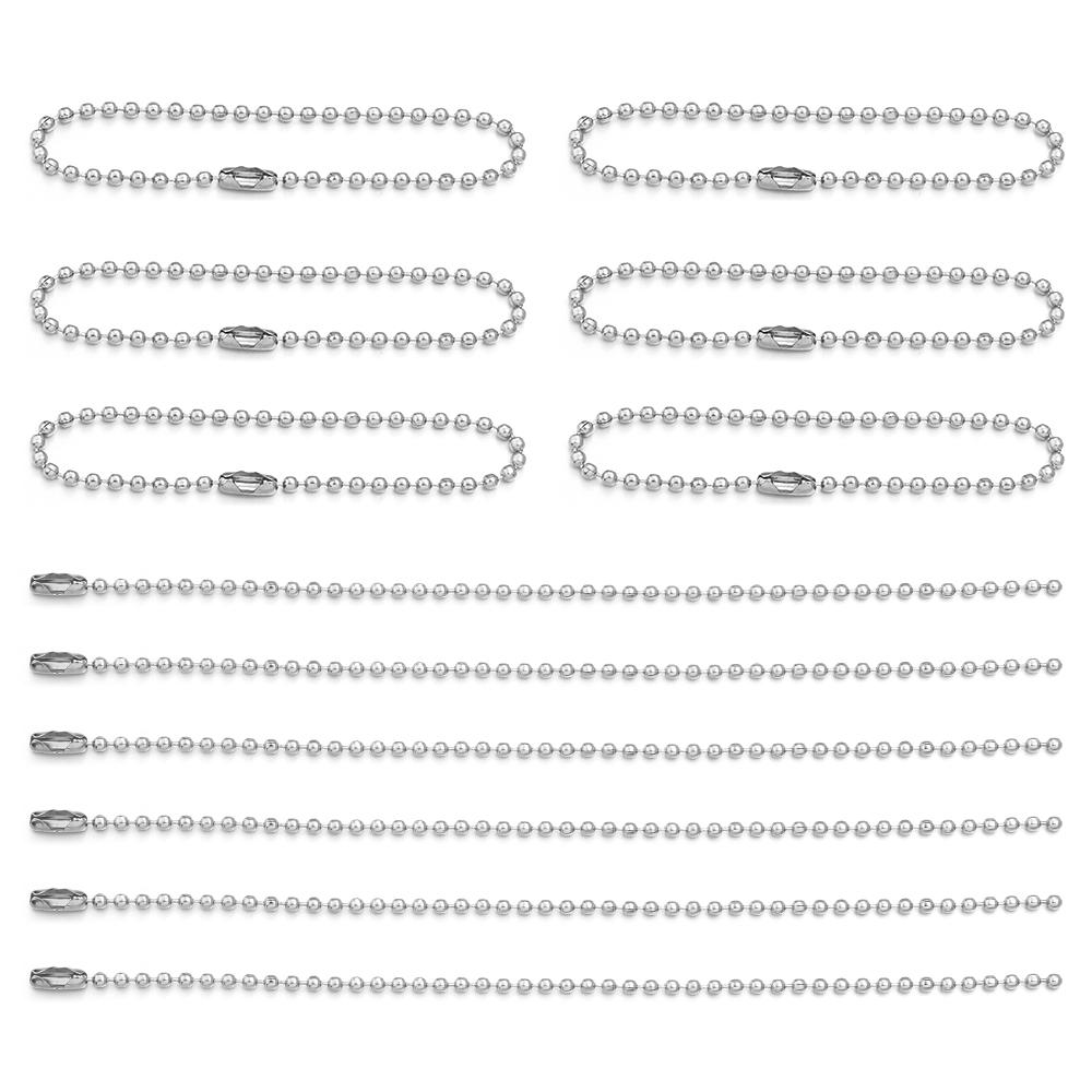 5pcs/lot 10-70cm Stainless Steel Ball Beads Chains For Bracelet Keychain Dog Tag Chain Connector DIY Keyring Jewelry Accessories