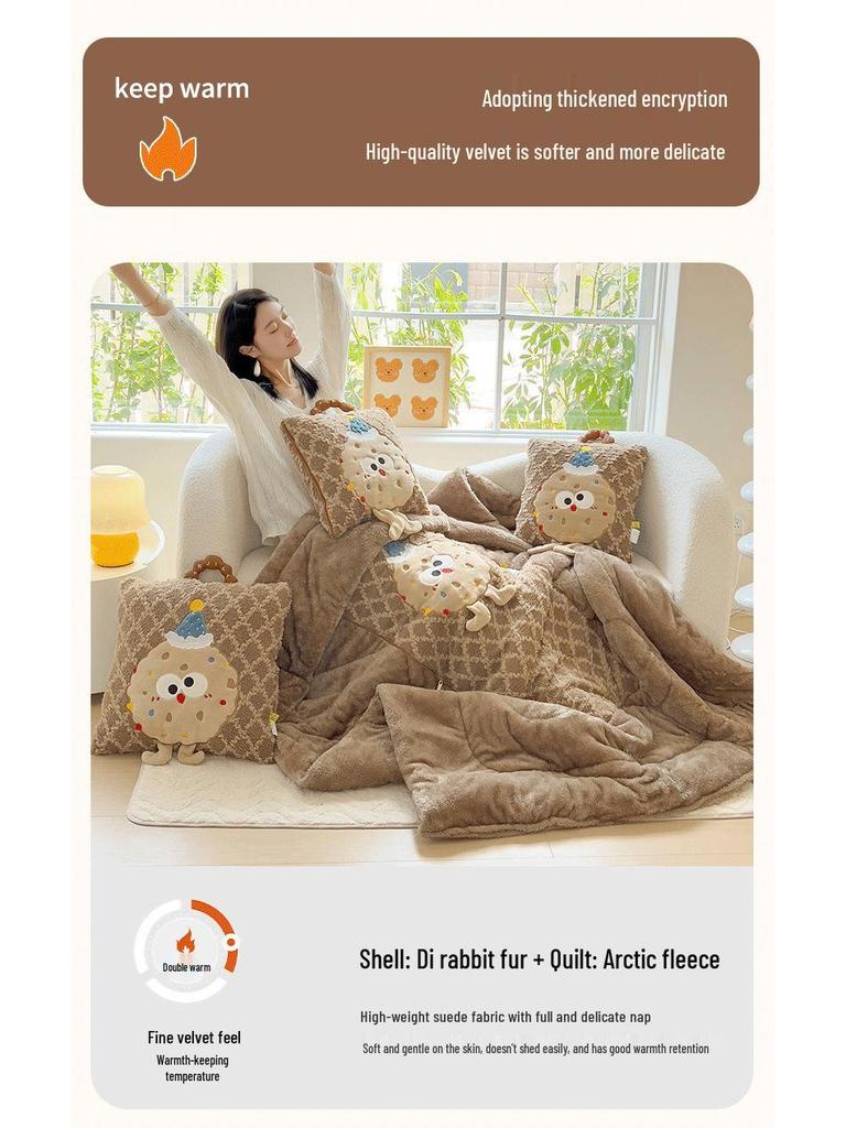 Cute Cookie Pillow Plush Toy & Air Conditioning Blanket - Perfect Nap & Sleep Gift for Kids or Girlfriend's Birthday