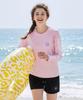 Leijibi [Set] Lettering Loose Fit Long Sleeve Rash Guard + Swim Shorts Set W Pink