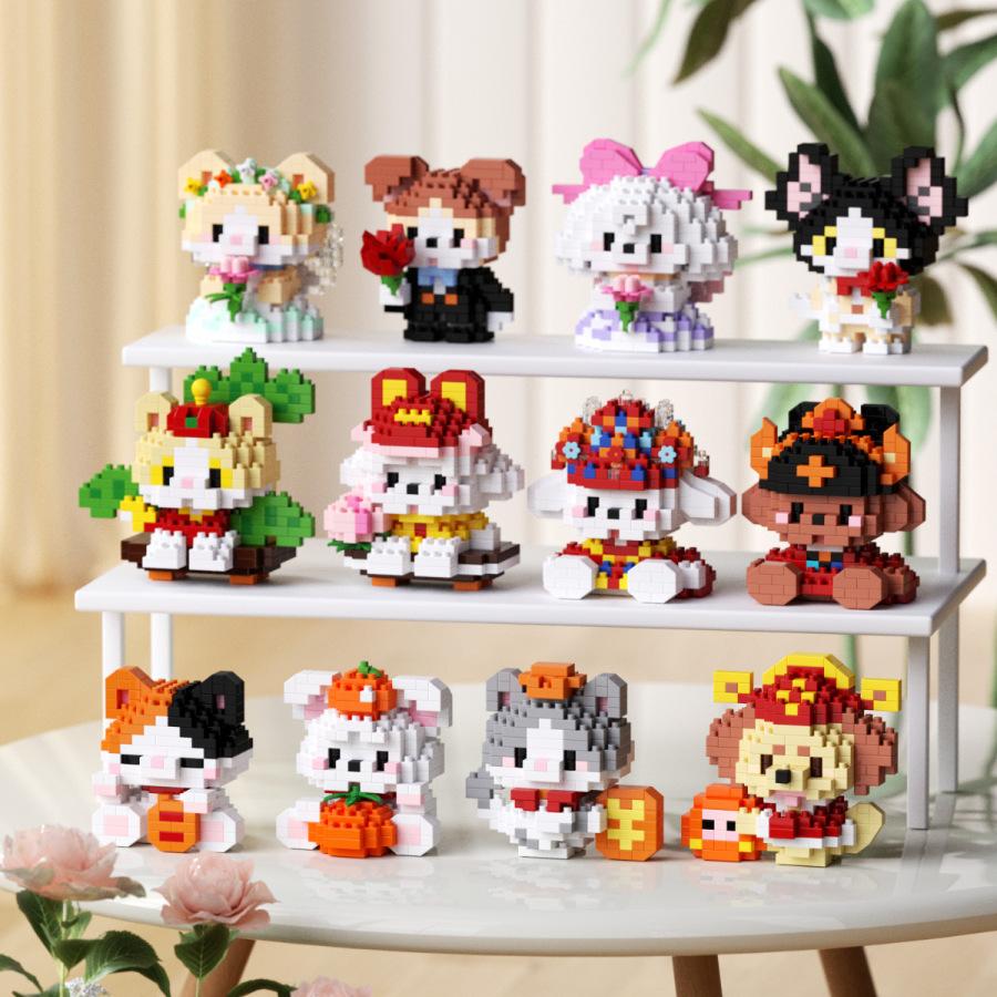 Animals Adults Cat Particle Micro Building Blocks Dog Bricks Construction Set Toys For Children Girl 6 Year Old Games Child Gift