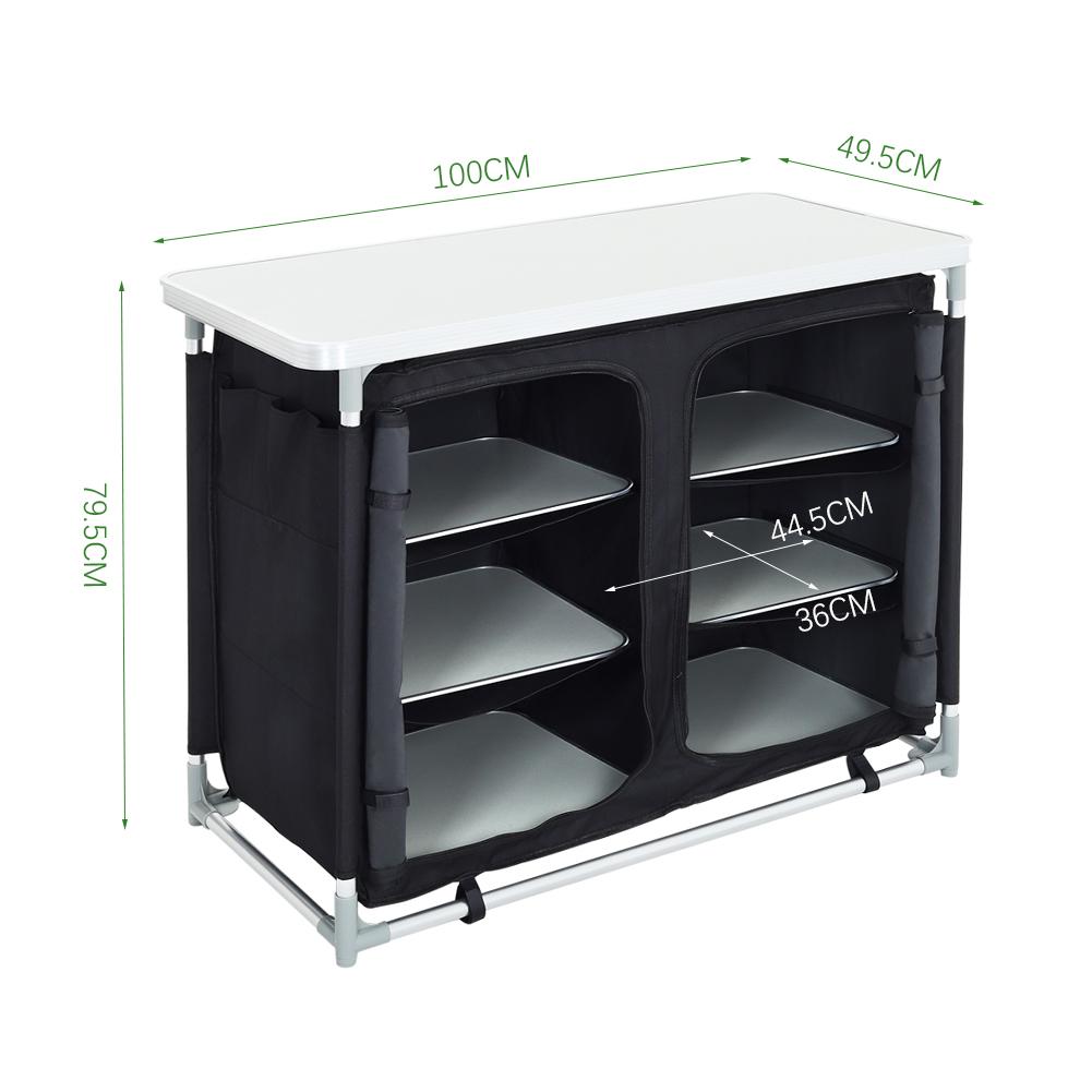 Folding Outdoor Kitchen Cupboard Storage Shelf Table