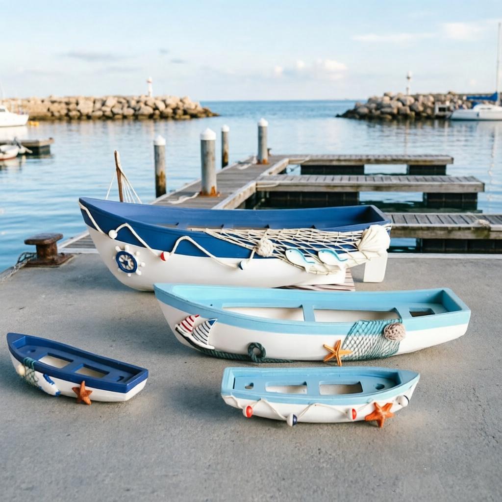 Nordic Vintage Wooden Boat Model Handmade Craft Ship Home Decor Living Room Table Centerpiece Creative Gift Room Decoration
