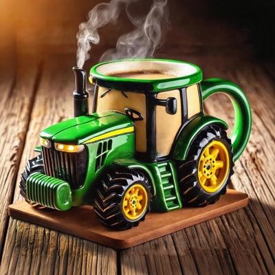 Handgefertigter Traktor-Kaffeebecher 11 Unzen Tassen in Sattelaufliegerform Vintage Landwirtschaftliche Geräte Becher Kreatives Geschenk für Landwirtschafts- und LKW-Liebhaber