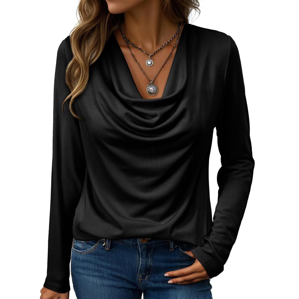Women's Solid Color Long Sleeved Fashionable Women's Casual Top