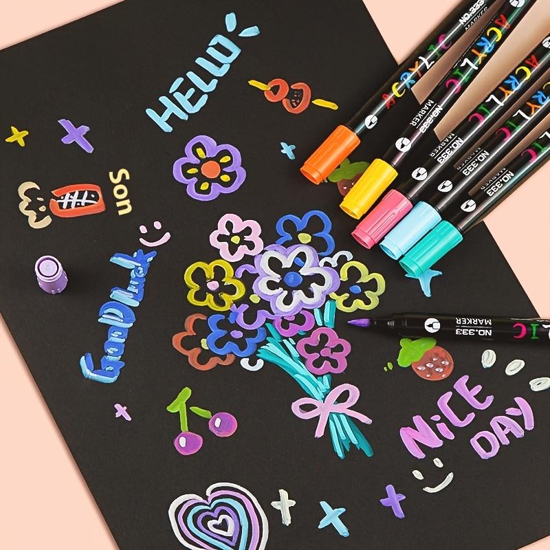 12Pcs/24colors Acrylic Marker Double-Headed Dual Color Watercolor Pen Soft Tip Used for Handicrafts Suitable for Paper Rock Glass Wood Ceramics Canvas