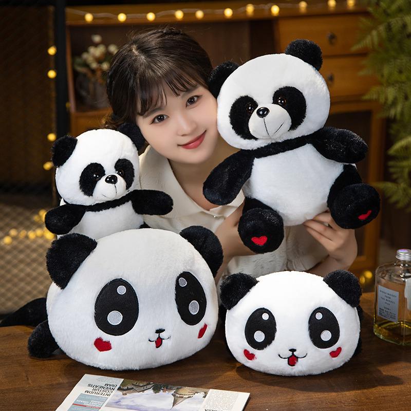 Cute Luminous Red Panda Doll Plush Toy National Treasure Black and White Panda Lying Down Panda Doll Children's Rag Doll
