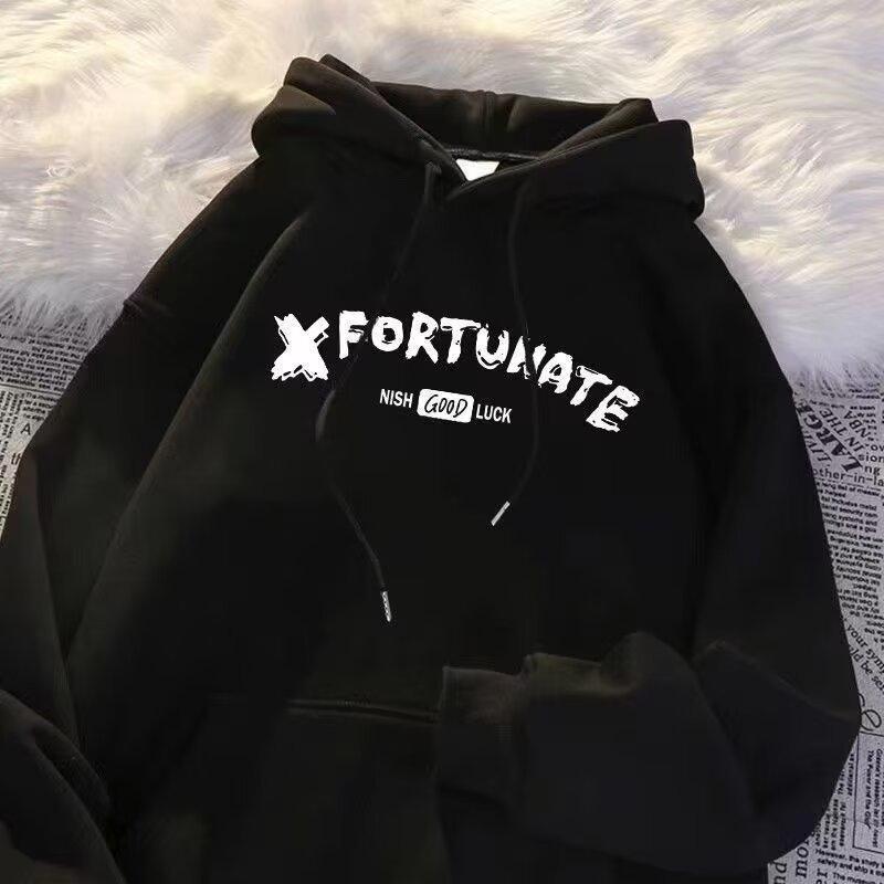 

Unisex Retro Hooded Sweatshirt - Casual, Loose Fit, Trendy Hip-Hop Style for Men & Women XXL чорний