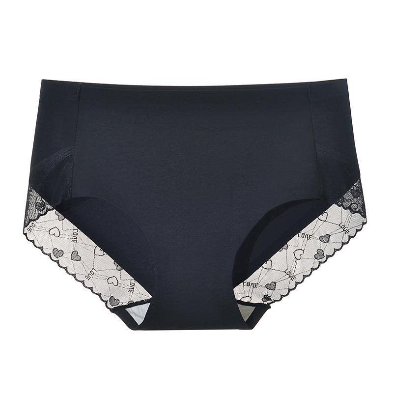 

Трусики женские средней талии без следов большого размера антибактериальные промежность милое кружевное нижнее белье XL чёрный