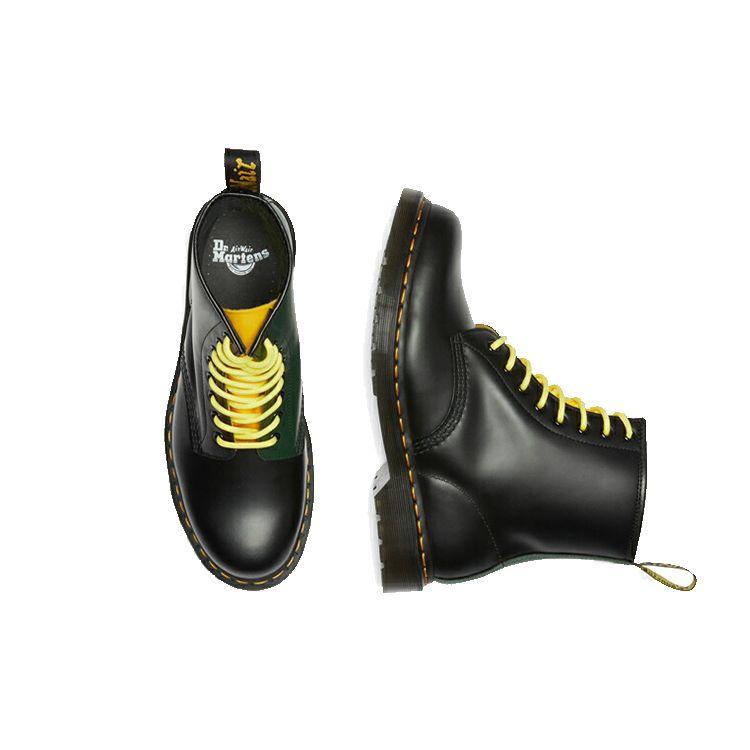 Dr. Martens 1460 Leather Glossy Color Block Short Boots Unisex Boots Black Green 27287001