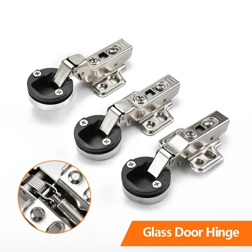 2PCS Interior No Hole Hardware Window Accessories Cabinet  Hinge Clip Glass Door Hinge Furniture Supplies