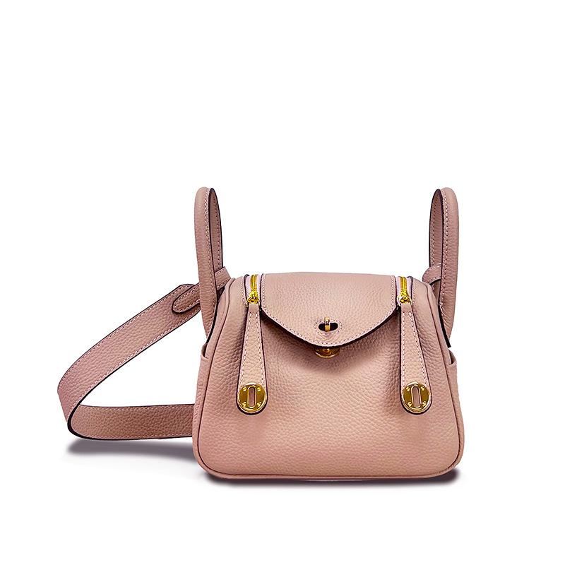 New Mini Lindy Bag 19cm (NO LOGO) Genuine Leather Boston Bag Real Cowhide Fashion Versatile Women Single Shoulder Crossbody Handbag