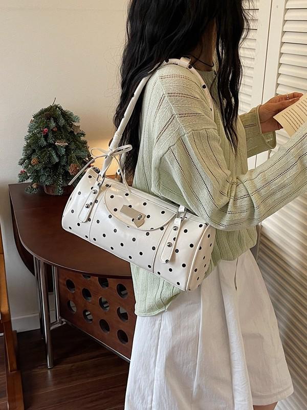 2026 Spring Korean Style Polka Dot Women's Underarm Handbag - Fashionable Single Shoulder Pillow Bag