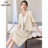 Women's Short-Sleeve Suit Set with Pleated A-Line Skirt