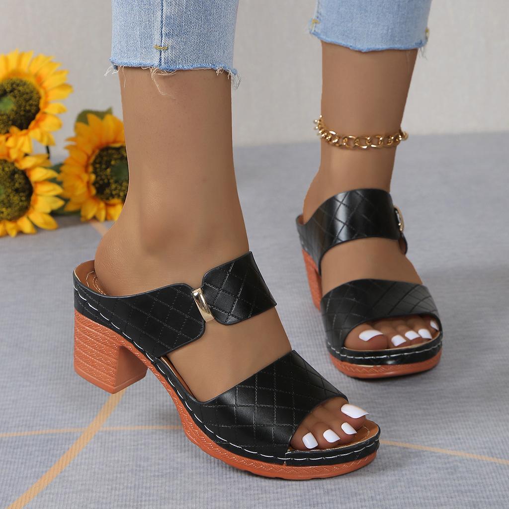New summer fish mouth high heel sandals large size with casual thick heel sandals