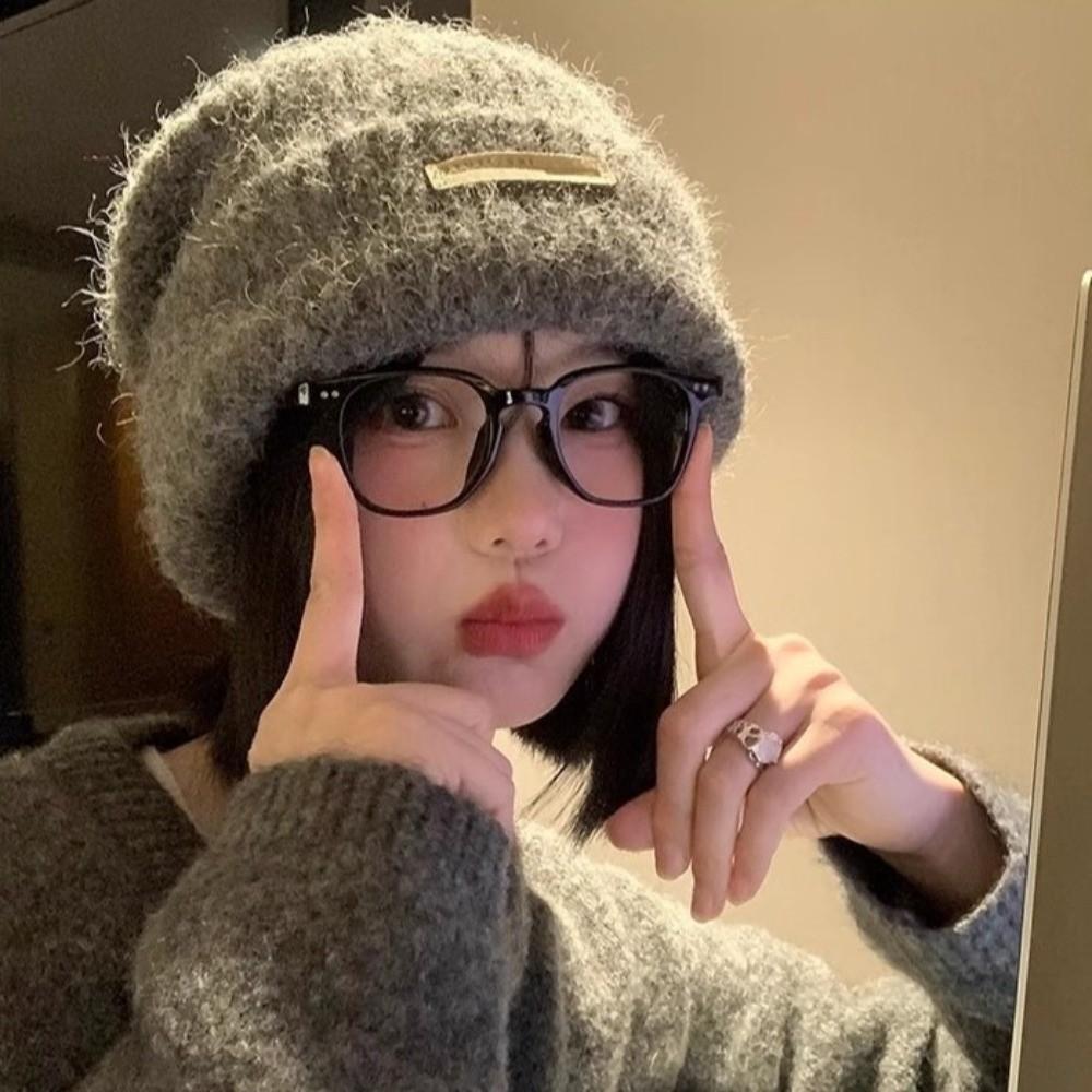 All-match Knitted Pullover Hat Korean Style Brimless Beanie Cap Streetwear Plush Woolen Hat  Girls