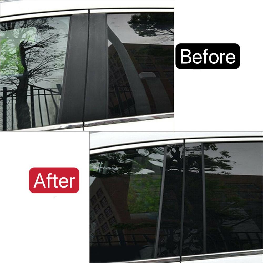 

New 6 Pcs Door Trim Window Pillar Posts Black For Acura TL 2004 2005 2006 2007 2008