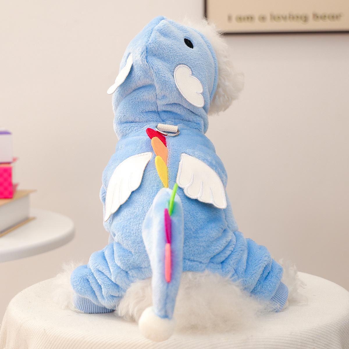 

Dog clothes fleece warm pet dog cat clothes pet dog clothes autumn and winter angel dragon transformation XL