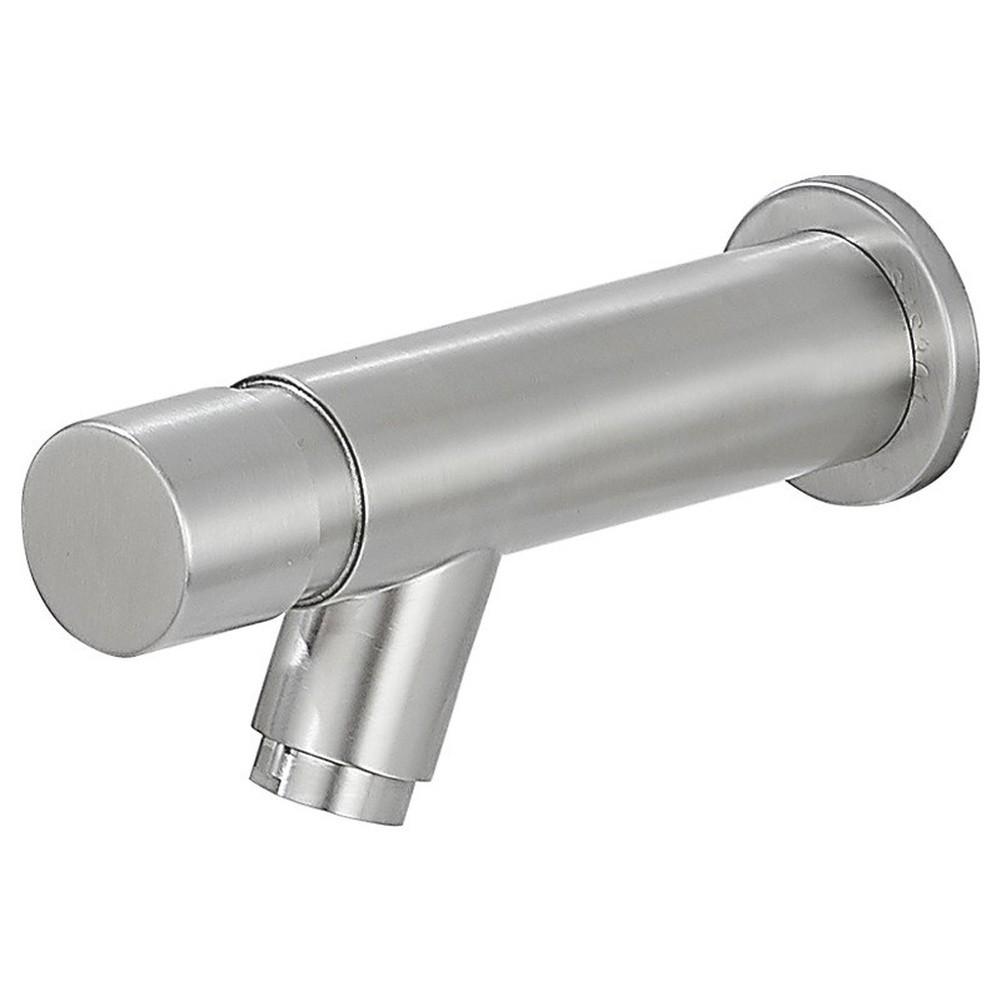 Stainless Steel Hand Press Basin Faucet Wall Mounted Delay Valve Sink Tap For Home Bathroom Hotel Public Restroom Silver