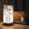 LED Fabric USB Desk Lamp Retro Butterfly Floral Bedside Night Light Bedroom Decor