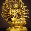 Bodhisattwa Guanyin Tysiącręka Osiemnaście Ramion Quan Tie Matka Brązowy Posąg Dekoracja Domu Prezent Dekoracja Salonu