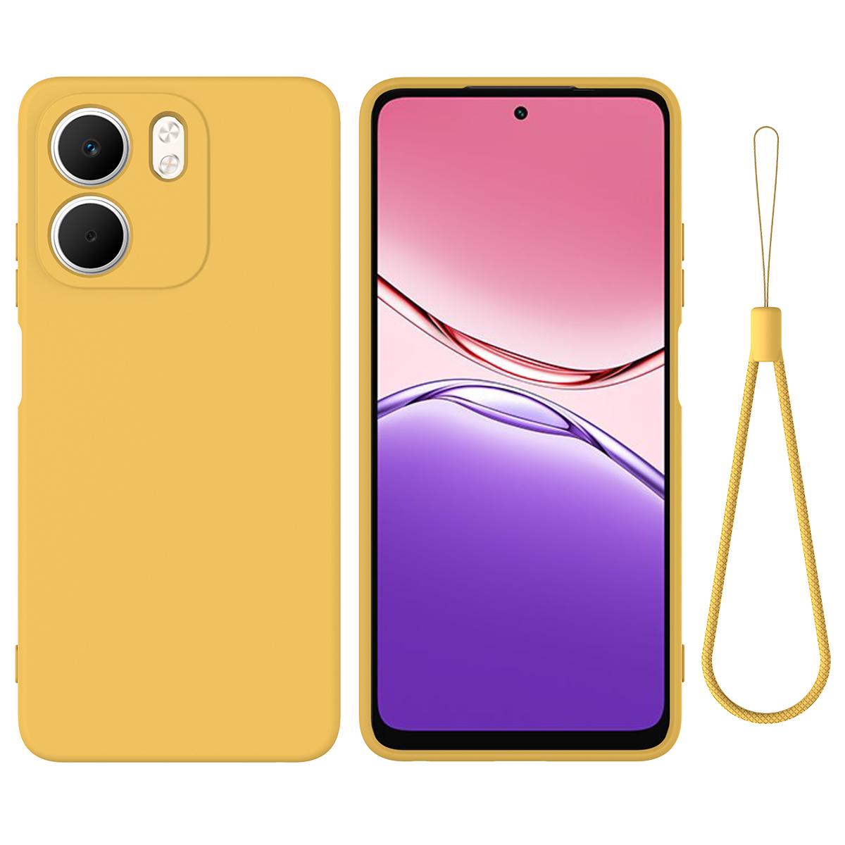 

Для Oppo A5x 5G/Oppo A5x 4G Чехол из жидкого силикона Задняя крышка телефона с ремешком на руку Yellow