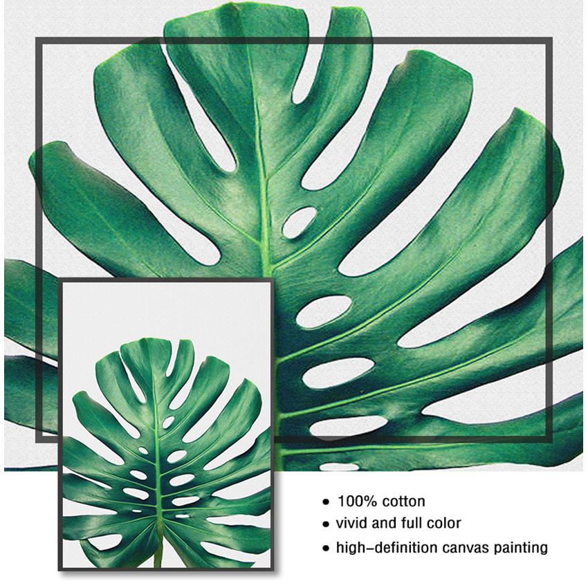 Blatt-Leinwanddrucke und Poster, Wandkunst, Heimdekoration, nordische grüne Pflanzen-Leinwand-Malerei, Wandbilder, tropische Palmen-Bananen-Schildkröte