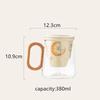 380ml Chinese Ceramic Tea Cup Mug with Lid Glass Strainer Handmade Cute Cat Teacup Tea Water Separation Cup Travel Teaware