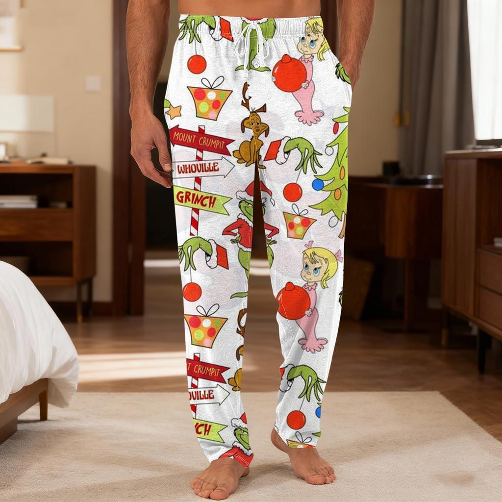 Men's Plain Knit Solid Pocket Casual Pants Home Pajama Pants