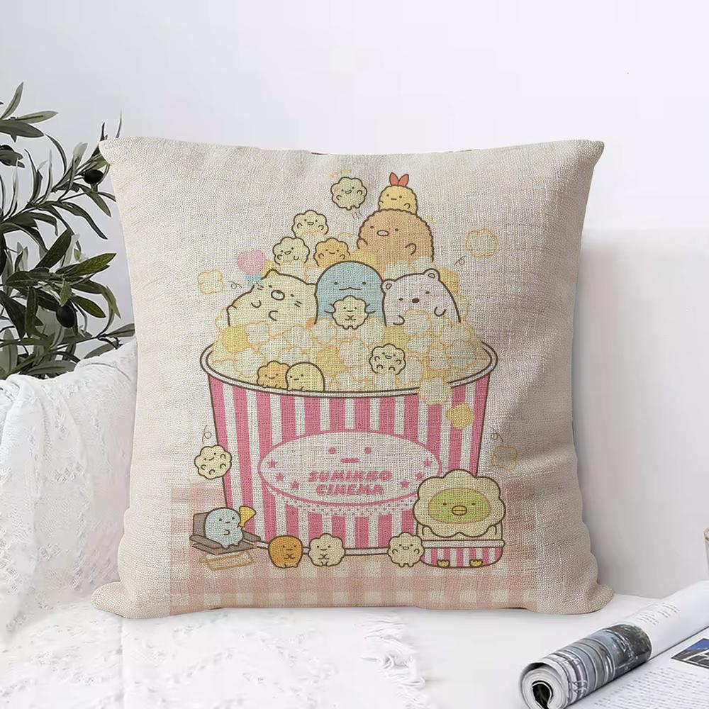 SSumikkogurashi Cushion Cover Eco Linen Pillow Case DoubleSided Print Breathable Durable Zipper Home Decor Gift