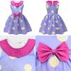 Girls Cotton Blend Sleeveless Bow Dress With Polka Dot Print For Spring And Fall