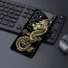 Golden Dragon Design Black Glass Phone Case Suitable for Samsung GalaxyS26 S25 S24 S23 S22 S20FE/Ultra/Plus Anti Drop Back Cover